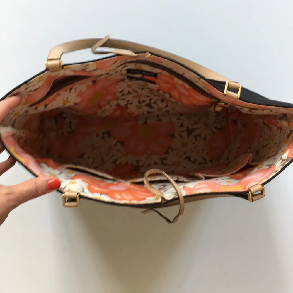 Kate Spade Linen Canvas with Monogram KS Vintage Handbag Tote
